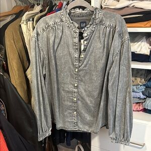 GAP Gray Denim Button-Up Shirt